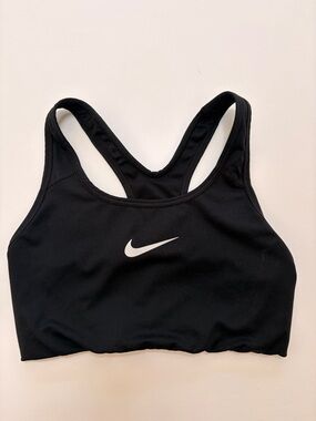 Nike Black Scoop-Neck Racerback Sports Bra with White Swoosh